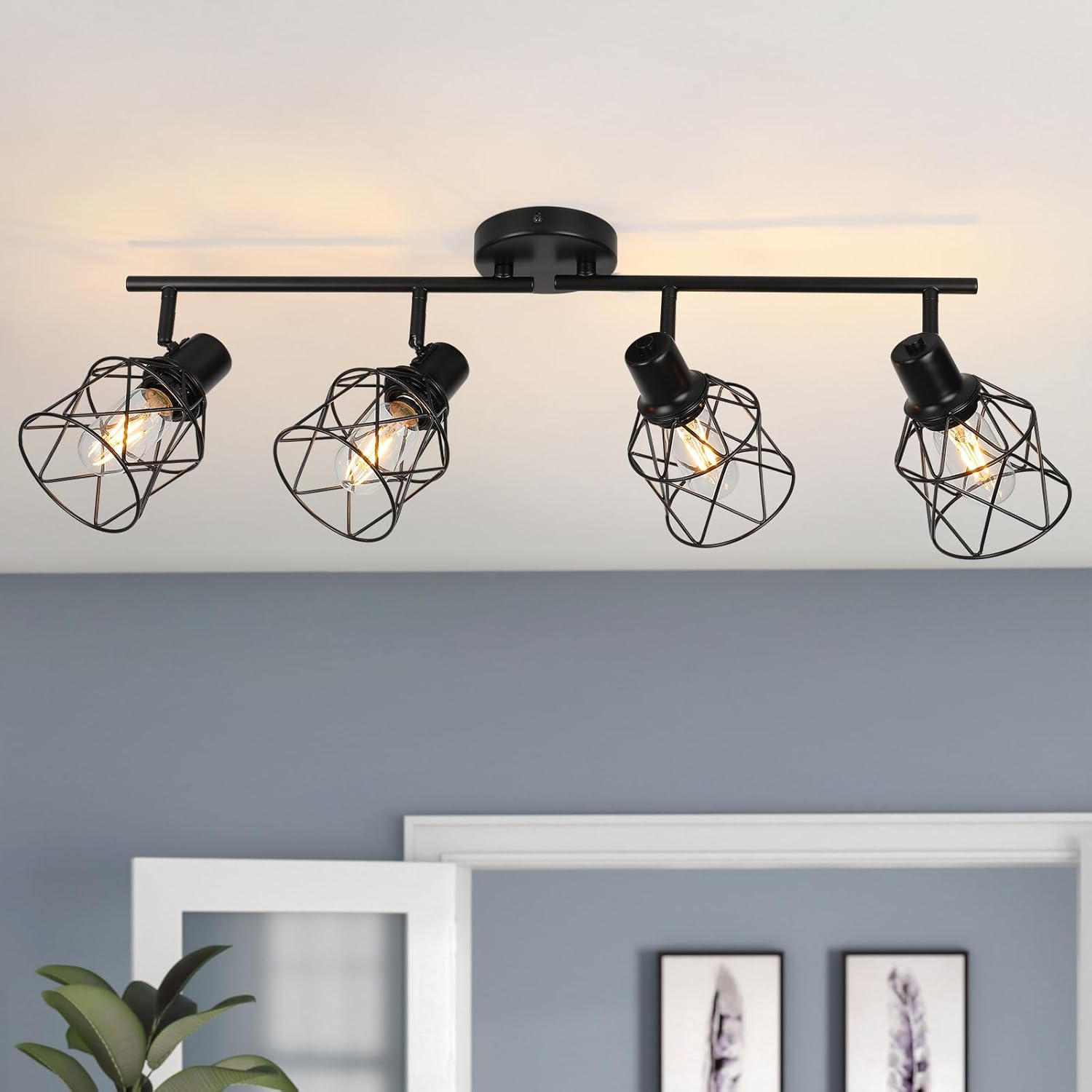 WILON 4-Light Track Ceiling Spot Light with Rotatable Arms and Industrial Design