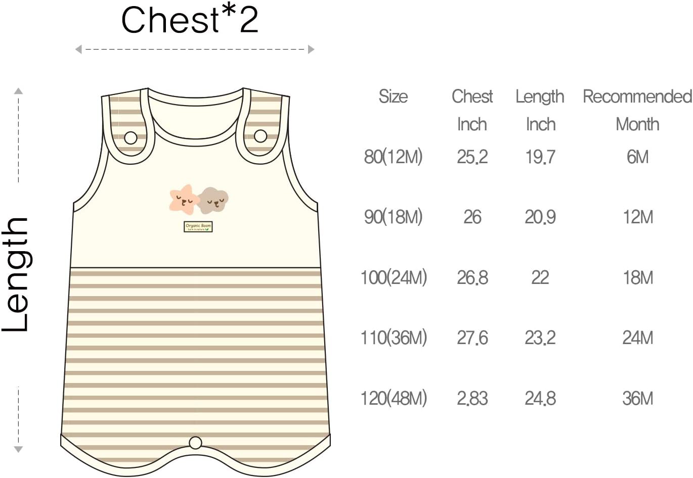 OrganicBoom 100 Organic Cotton Stripe Vest Wearable Blanket