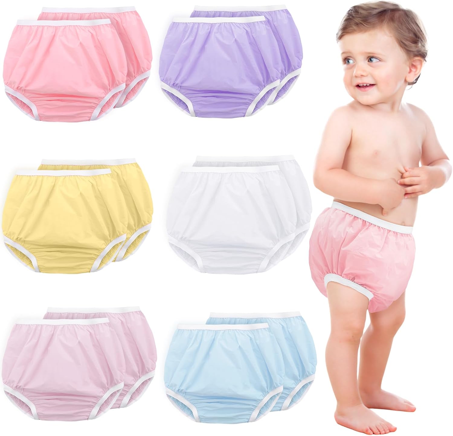Funtery 12-Pack Waterproof Training Pants for Toddlers Reusable Diaper Covers Unisex