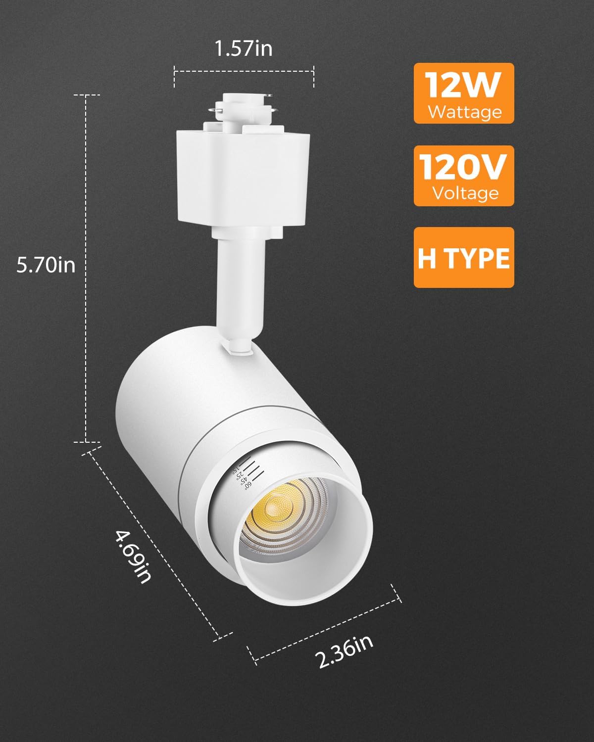 TuyuBEE 12W Dimmable LED Track Light Heads - 12 Pack White 3000K