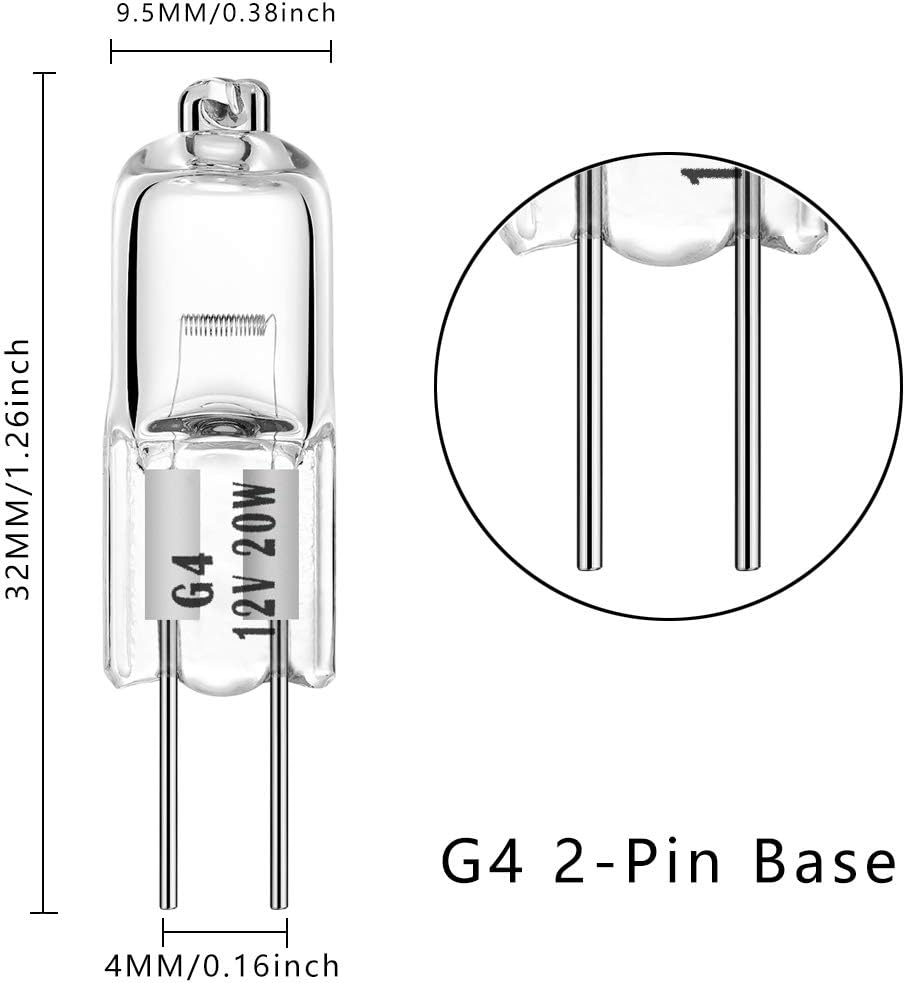AHEVO 20W 12V Warm White G4 Bi-Pin Halogen Bulb 12 Pack