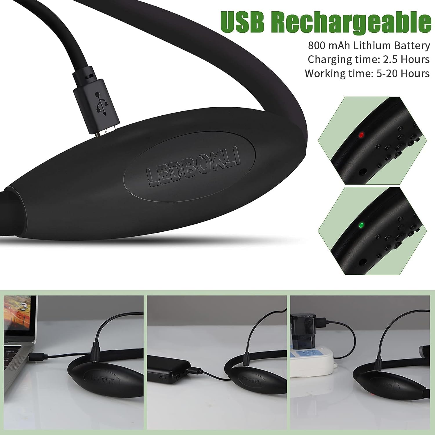 LEDBOKLI Neck Reading Light with 6 Brightness Levels 1