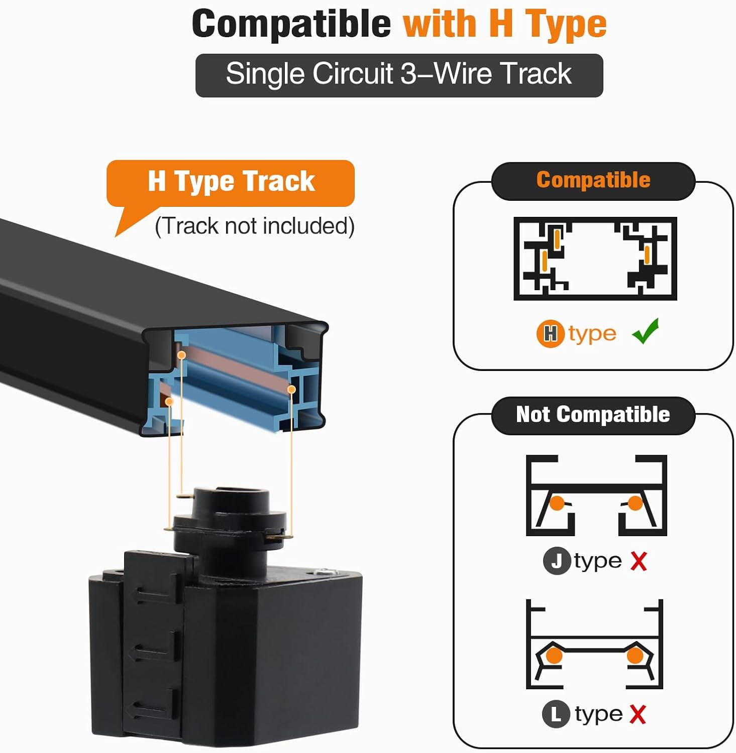 Hiiglxii E26 Track Light Heads Pack of 4 Pear Black