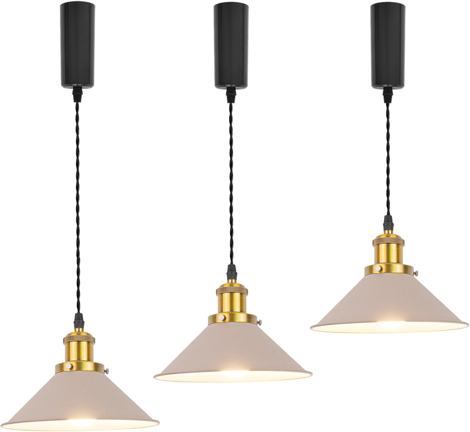 Adjustable Height Juno Track Pendant Lights in Antique Brass