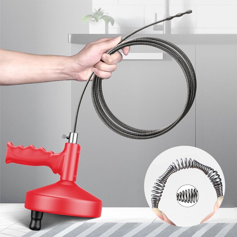 Simplelisa 32 Feet Manual Drain Auger Set with Hair Snake Strainer Gloves