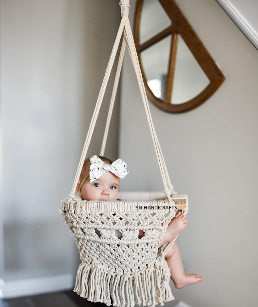 Handmade Macrame Swing Seat Chair for Baby Kids