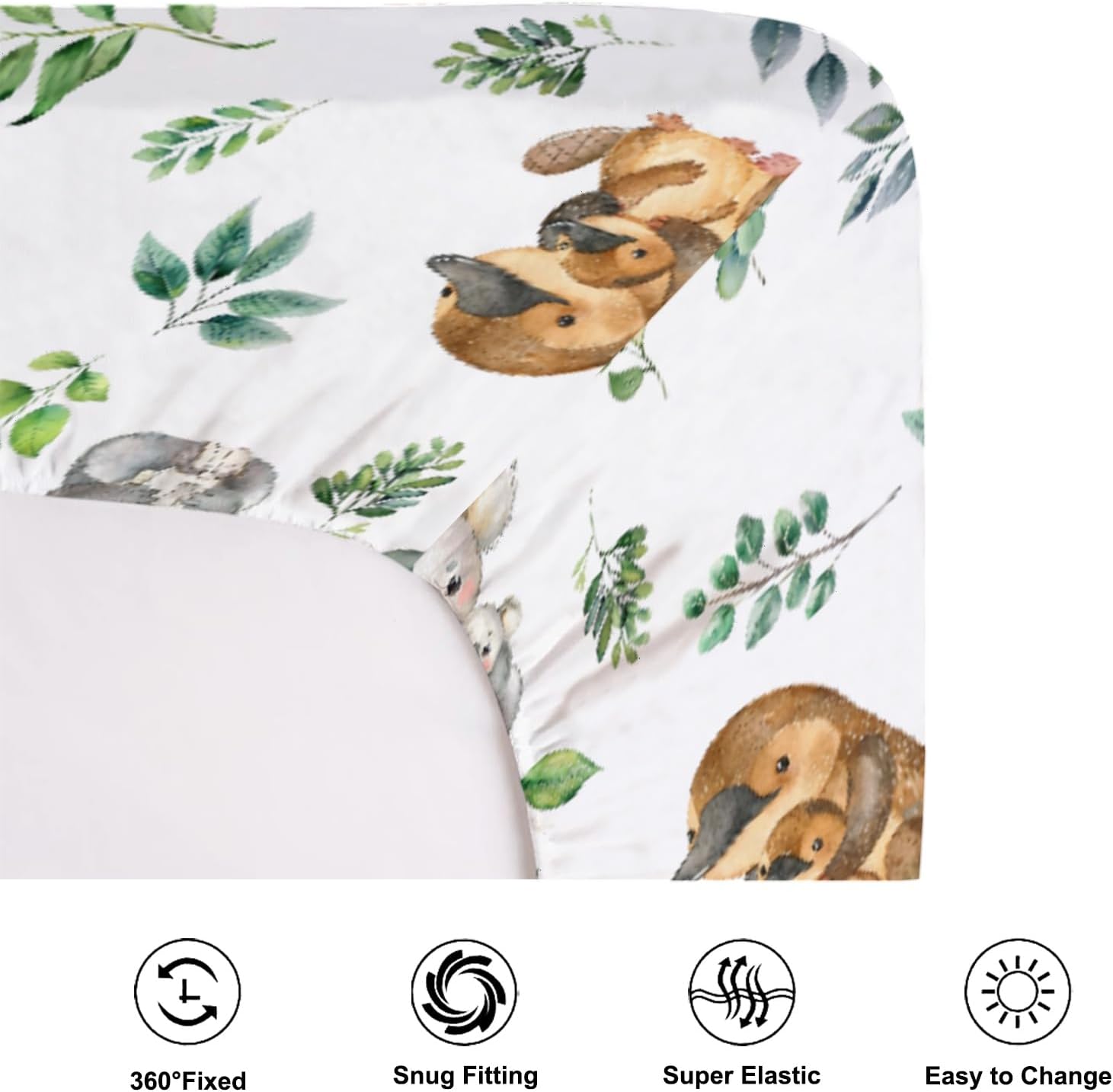 KASTLEE Baby Crib Sheets with Koala and Kangaroo Design
