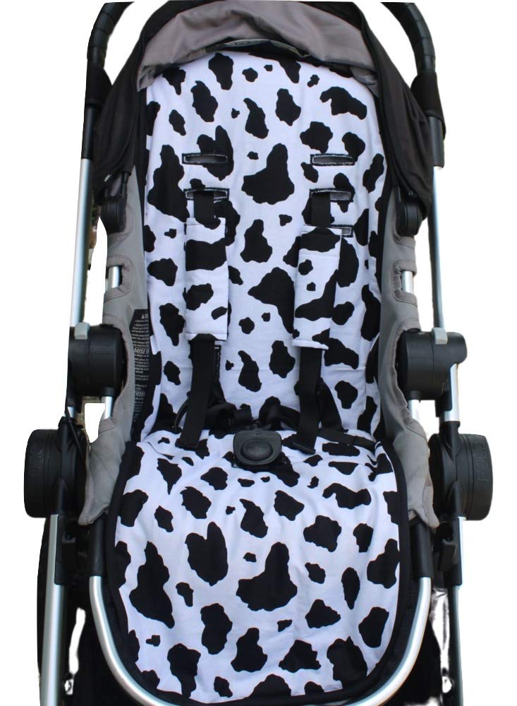 Handmade Stroller Liner with Black White Cow Print
