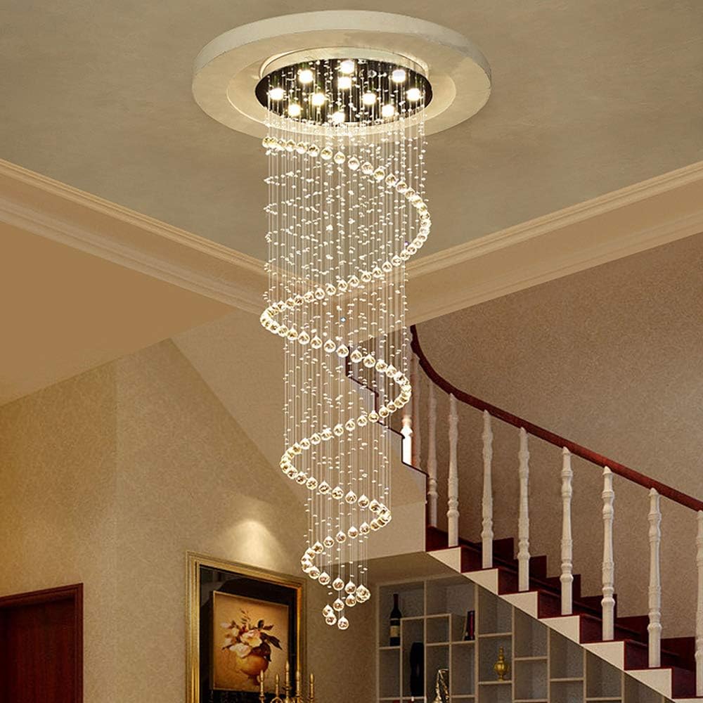 TSWF Single Spiral Crystal Chandelier with LED Light 1