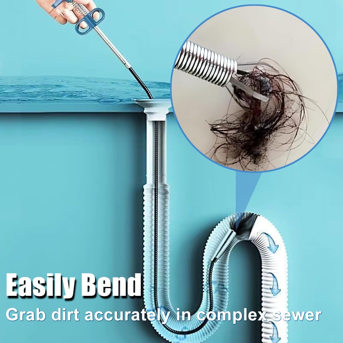 ANLEBUY Drain Snake Hair Clog Remover 120 Inch Flex Tool