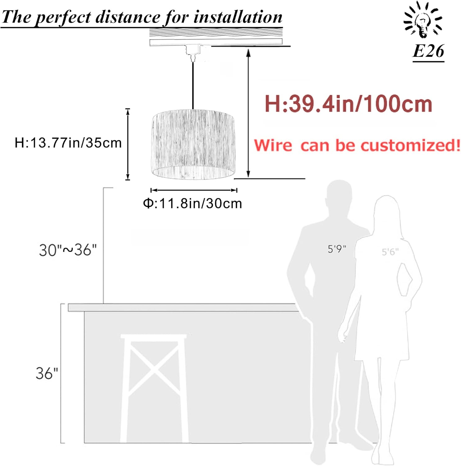 SKIVTGLAMP Dimmable J Type Pendant Light