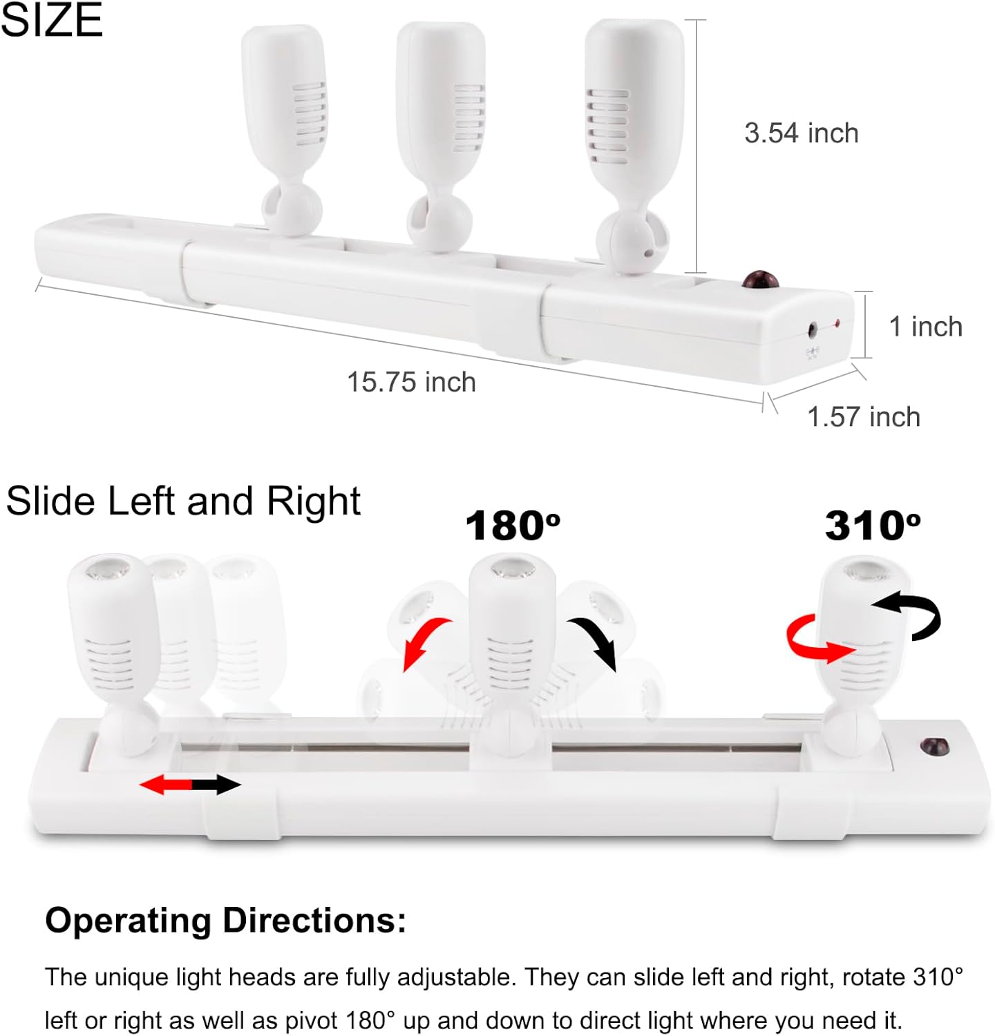 LUXSWAY 3-Head Dimmable Under Cabinet Track Light with Remote