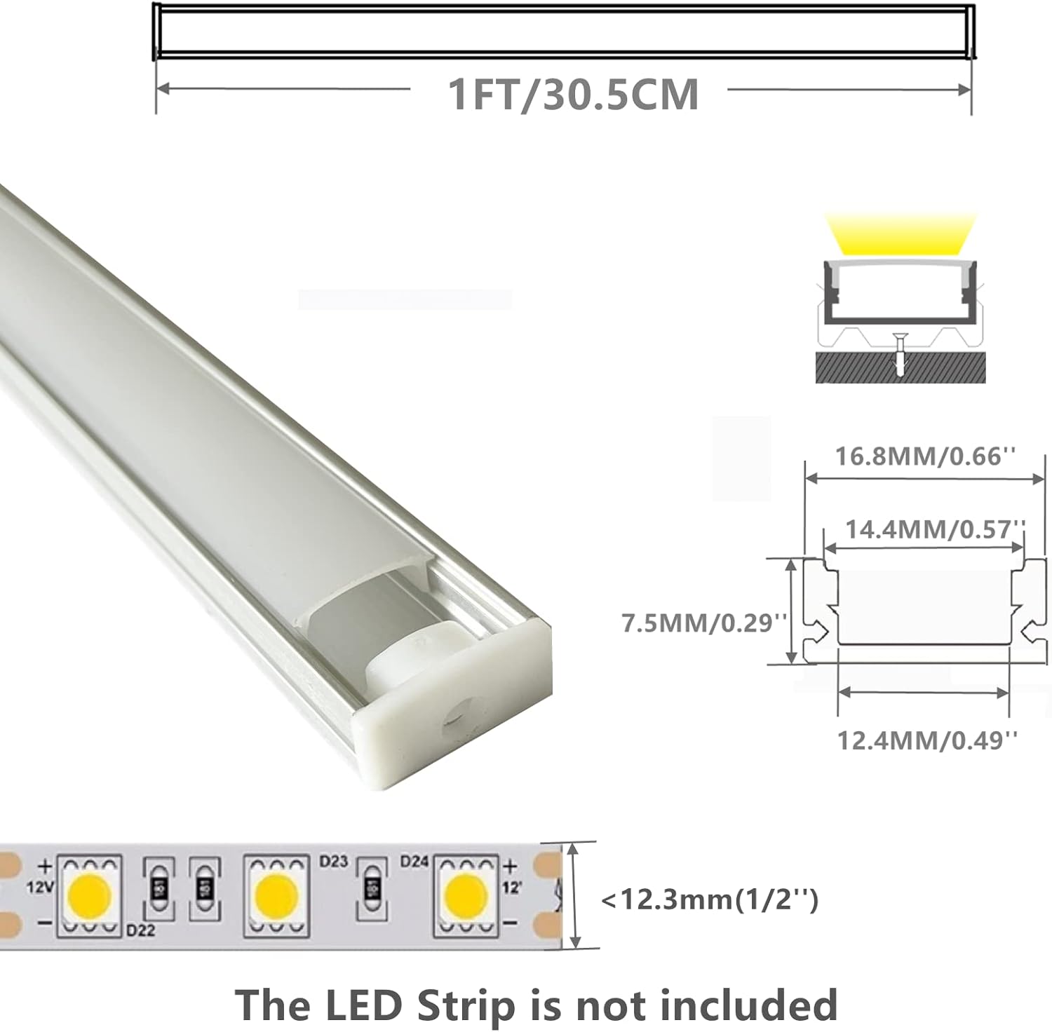 THMOOTHER LED Strip U Channel Diffuser 6-Pack