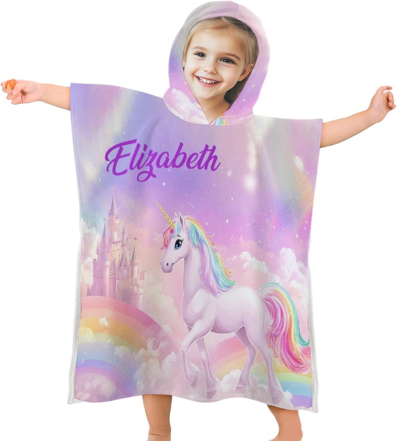 Personalized Unicorn Hooded Bath Towel for Kids