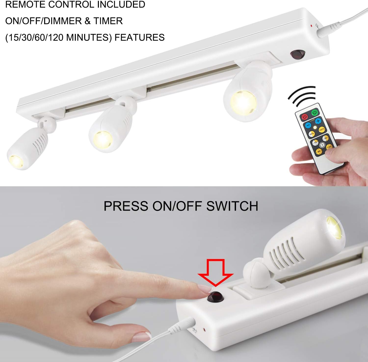 HONWELL Track Light with 3 Rotatable LED Heads