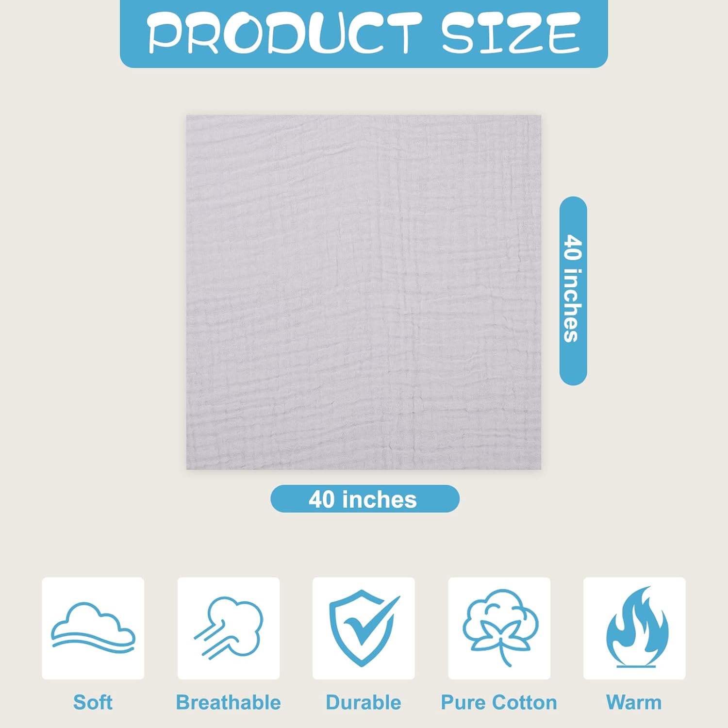 Asung 3 Pack Muslin Baby Towels 6 Layers Grey 1