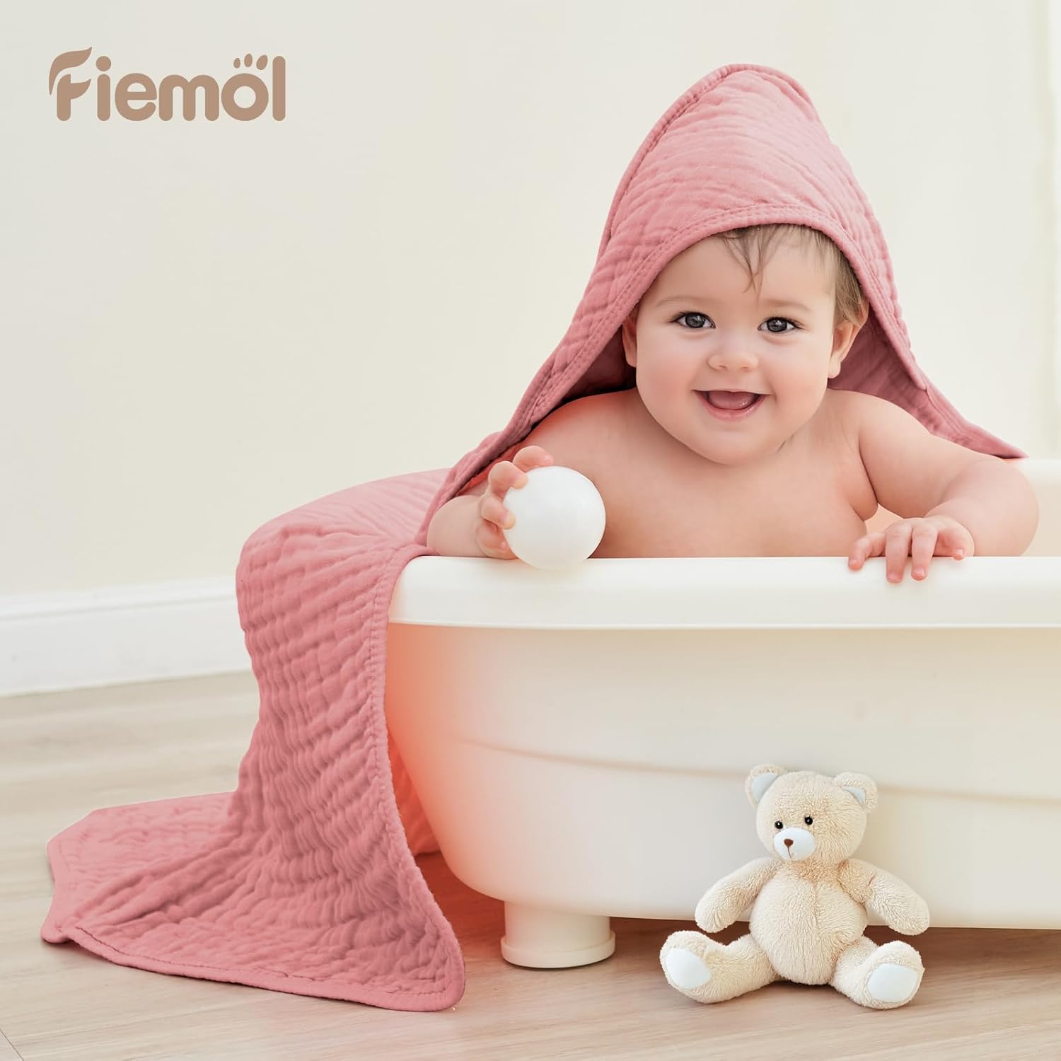 FIEMOL 2 Pack Hooded Muslin Baby Towels