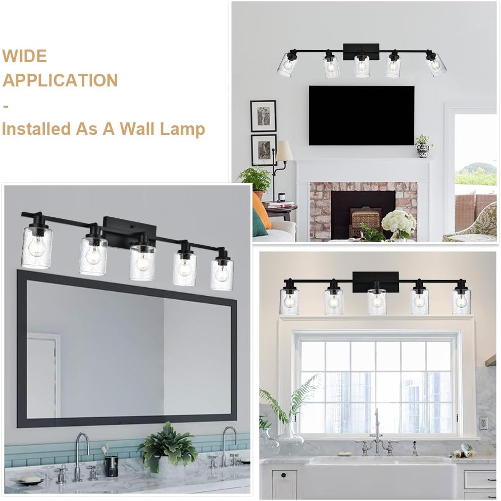 5-Light Track Lighting Fixtures with Seeded Glass Shade