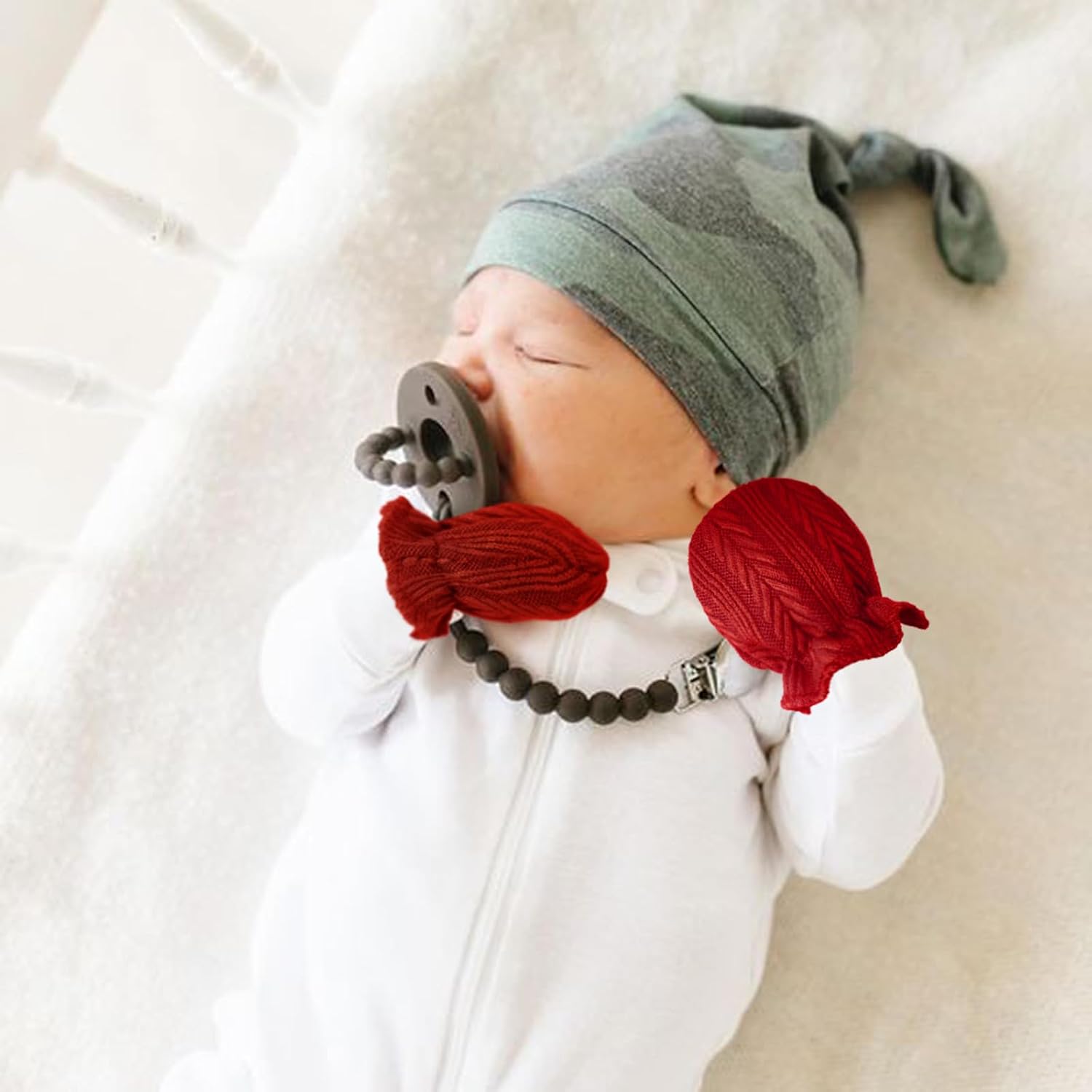 AQOKKA Newborn Receiving Blanket Set with Bow Hat Mittens
