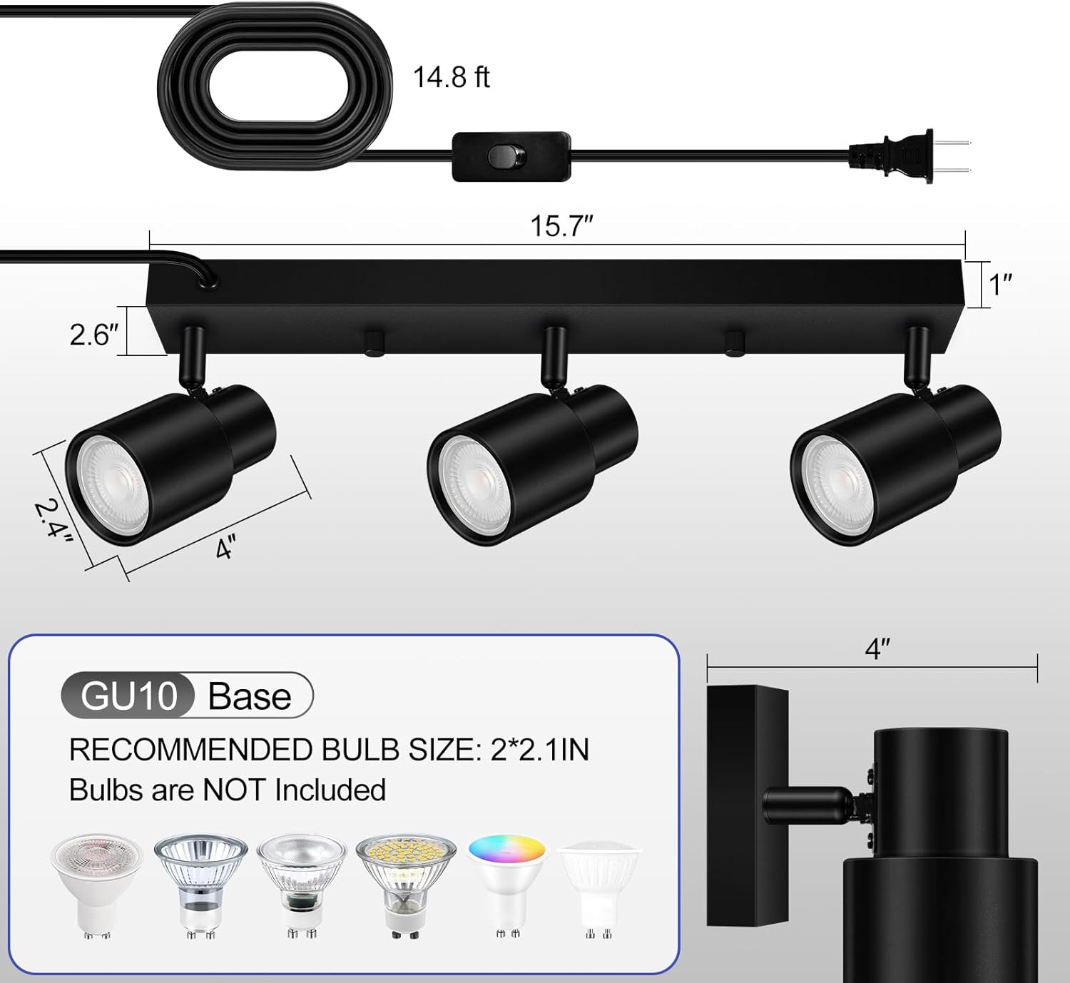 Bricosmocon 3 Light Black Track Lighting Ceiling Fixtures