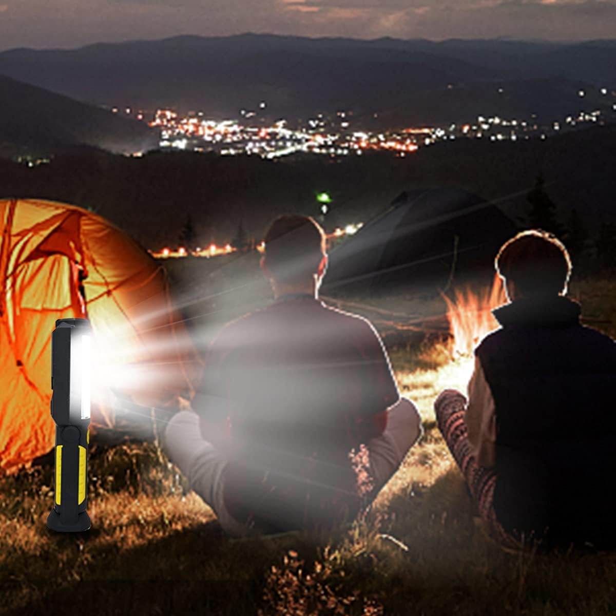 HEDAQI Rechargeable LED Work Light with Magnetic Hook and Swivel Base