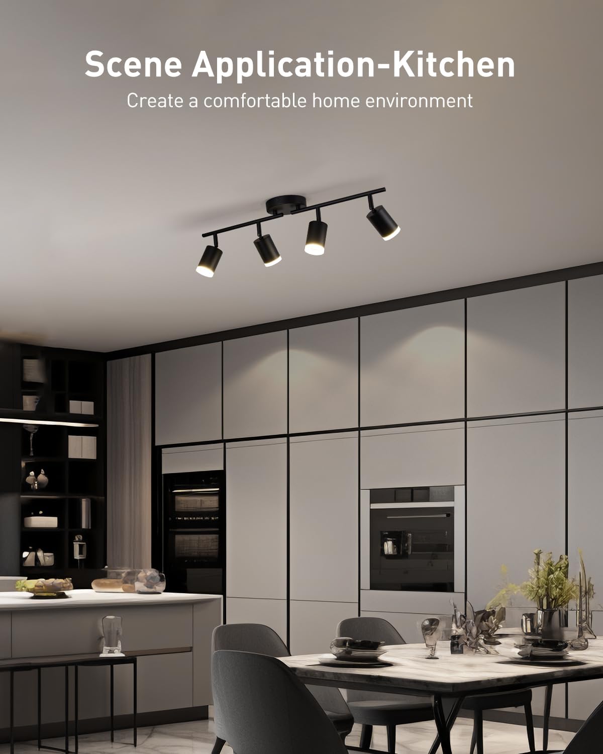 Bojim 4-Light LED Track Lighting Kit Black