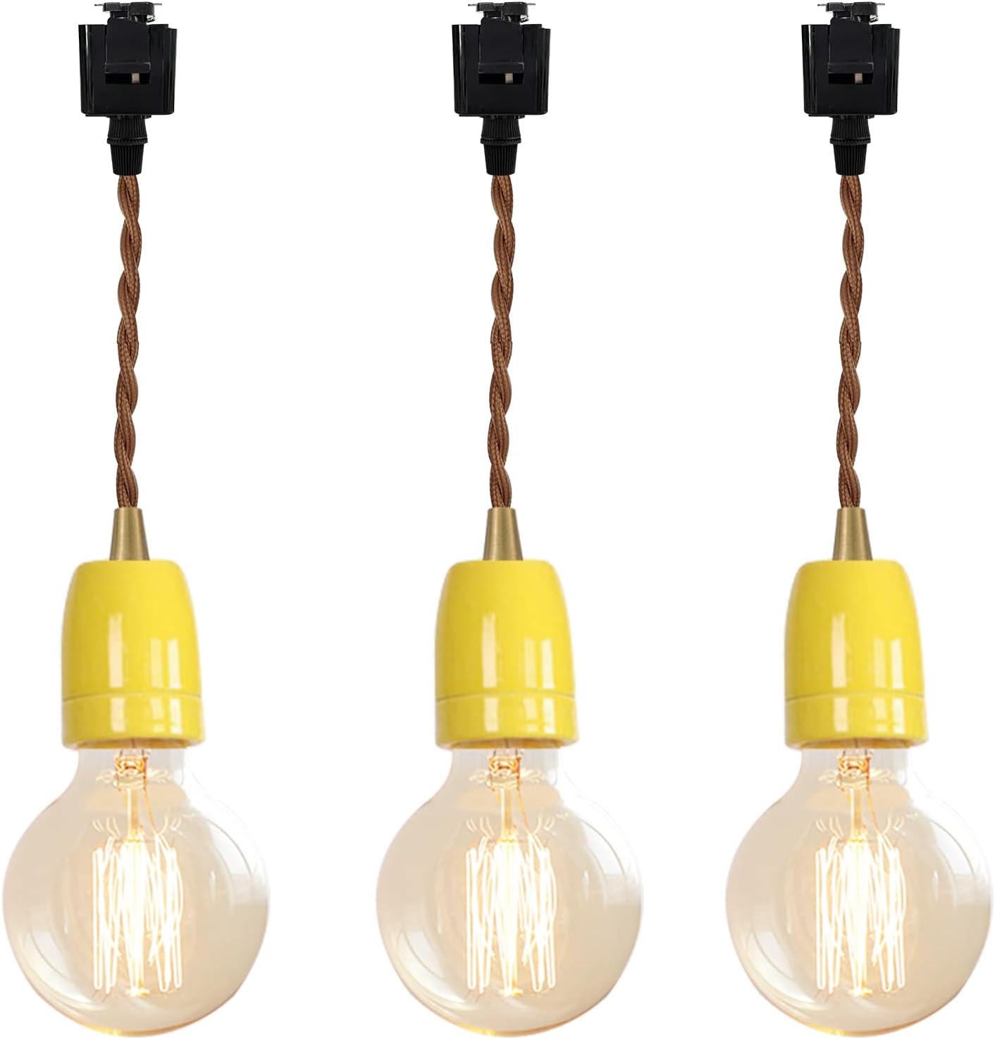 KAYYELAMP Yellow E26 Ceramic Mini Pendant Track Lighting Set of Three
