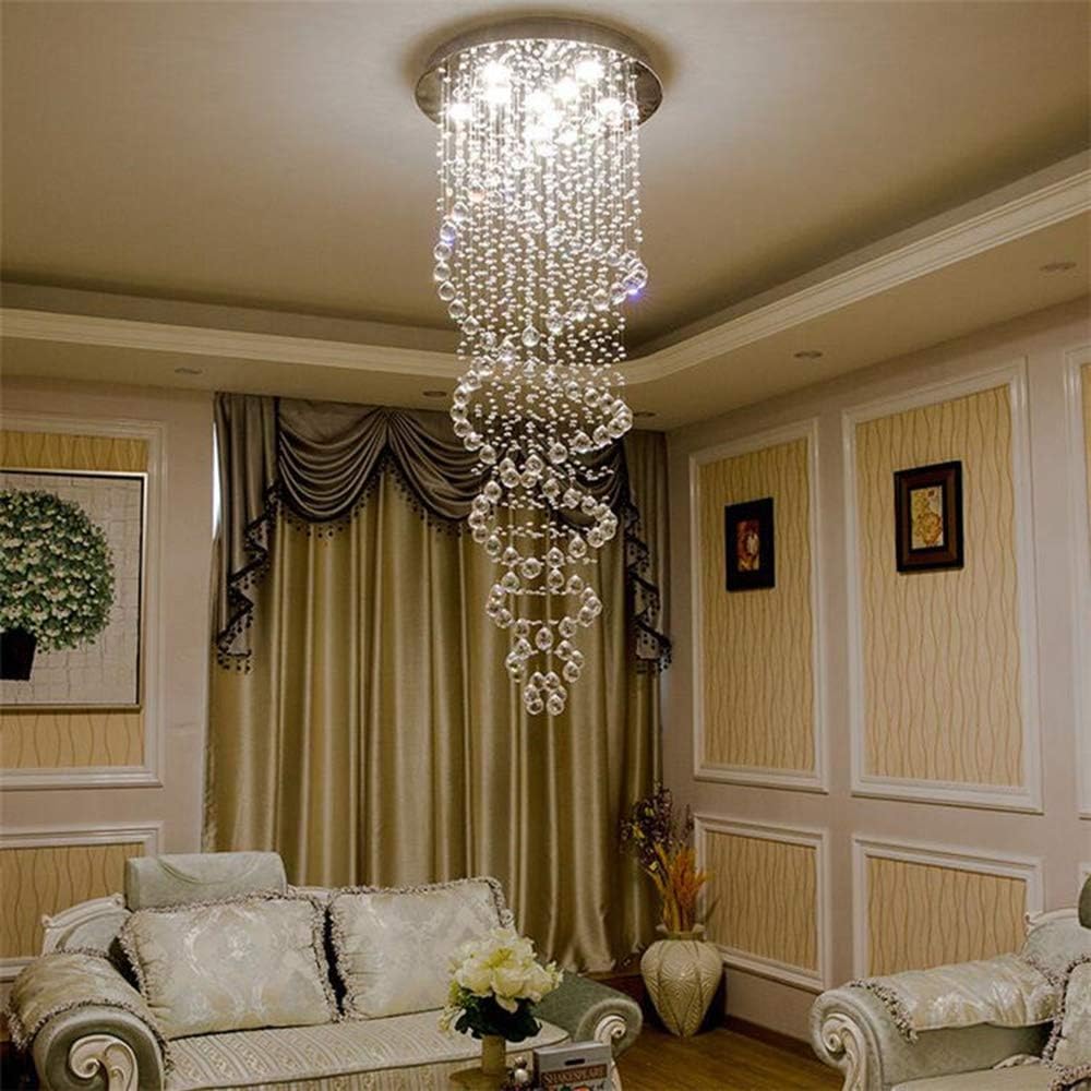 LED Hanging Chandelier with Double Spiral Crystal Design