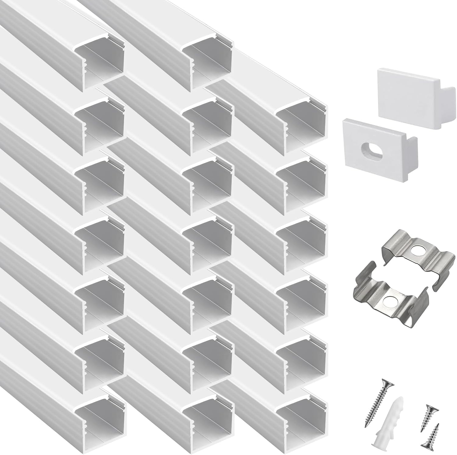 20-Pack 66ft U Shape LED Aluminum Channel System with Milky Cover 1