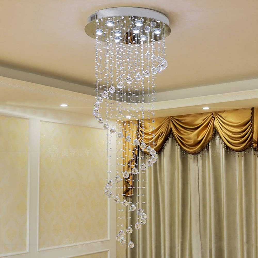 TSWF Single Spiral Crystal Chandelier with LED Light 1