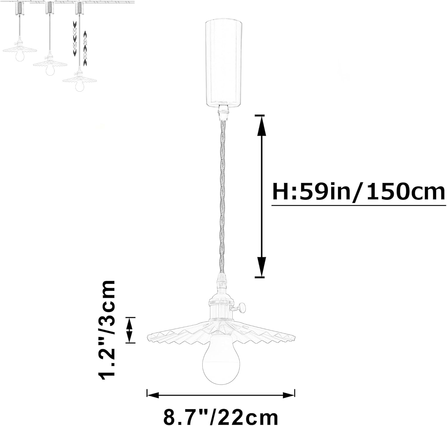 SKIVTGLAMP Remote Control LED Pendant Track Light with Adjustable Height