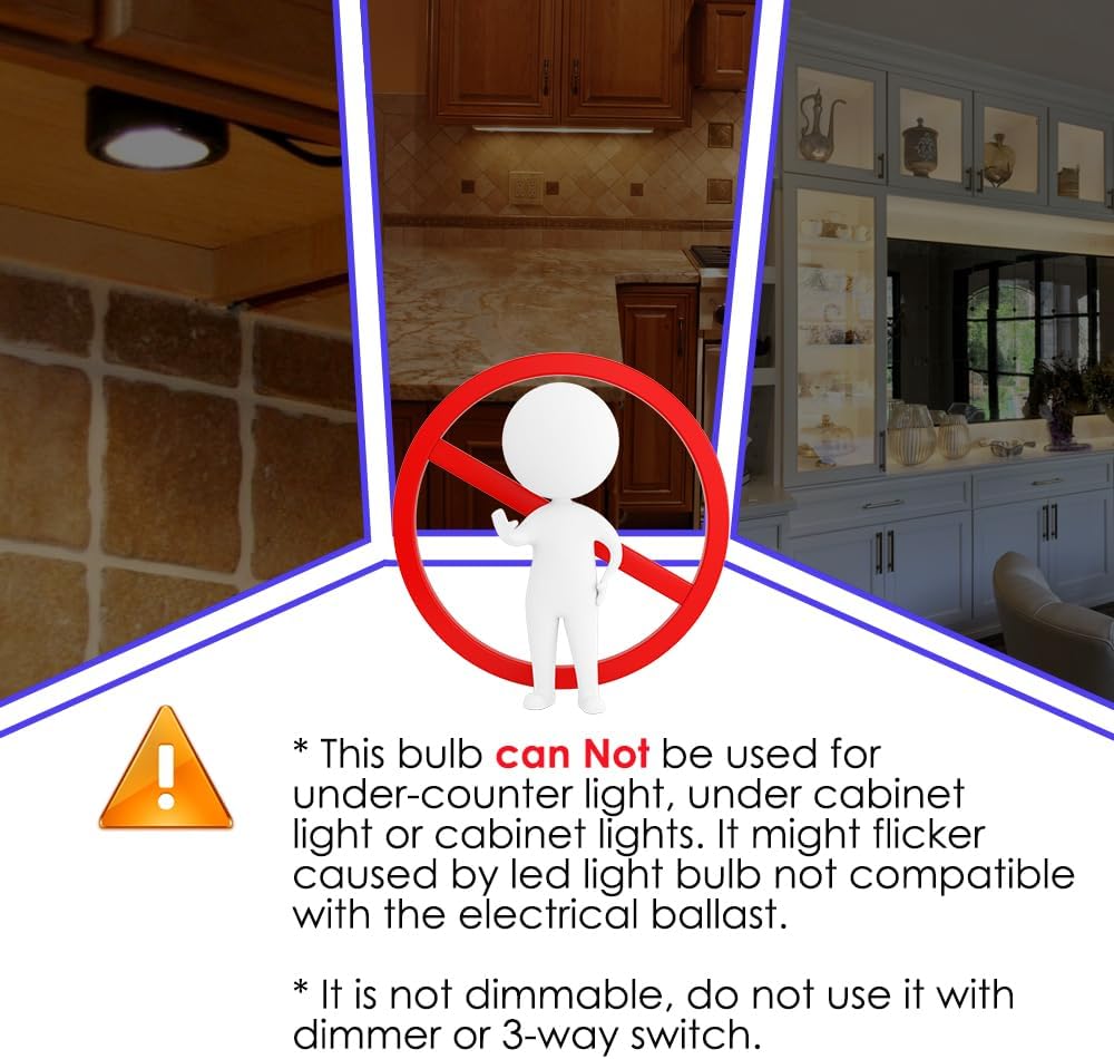 Noobibaba T10 Wedge Base LED Bulb 12V 1W 10-Pack Warm White 2700K