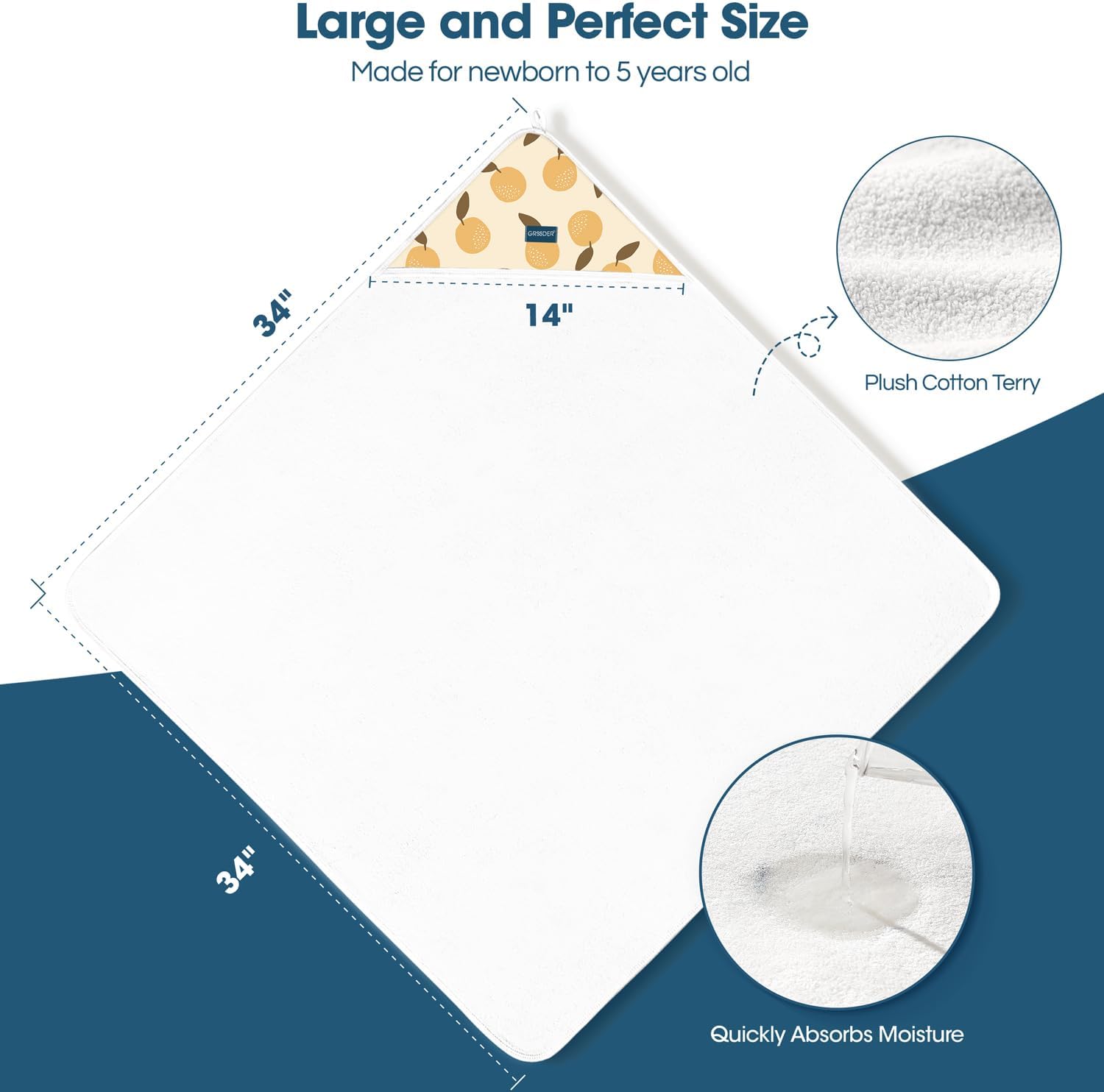 GRSSDER Baby Hooded Towel 2 Pack for Newborn 1