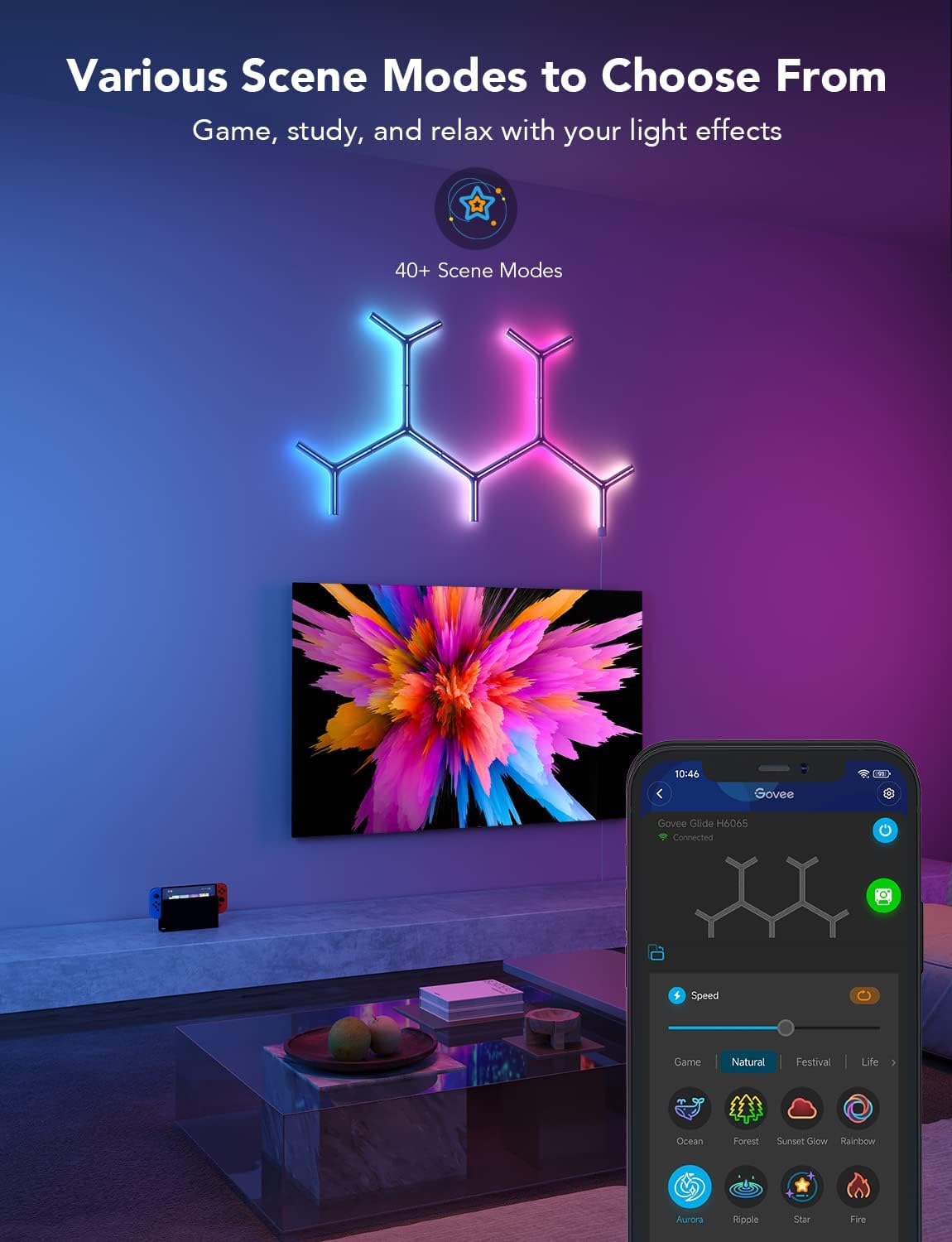 Govee Glide Y Lights 7 Pack RGBIC LED Wall Lights 1