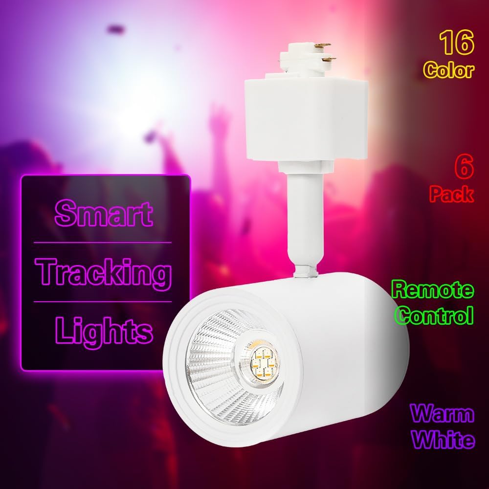RGB Track Light Heads with Halo Effect and Remote Control 6Pack