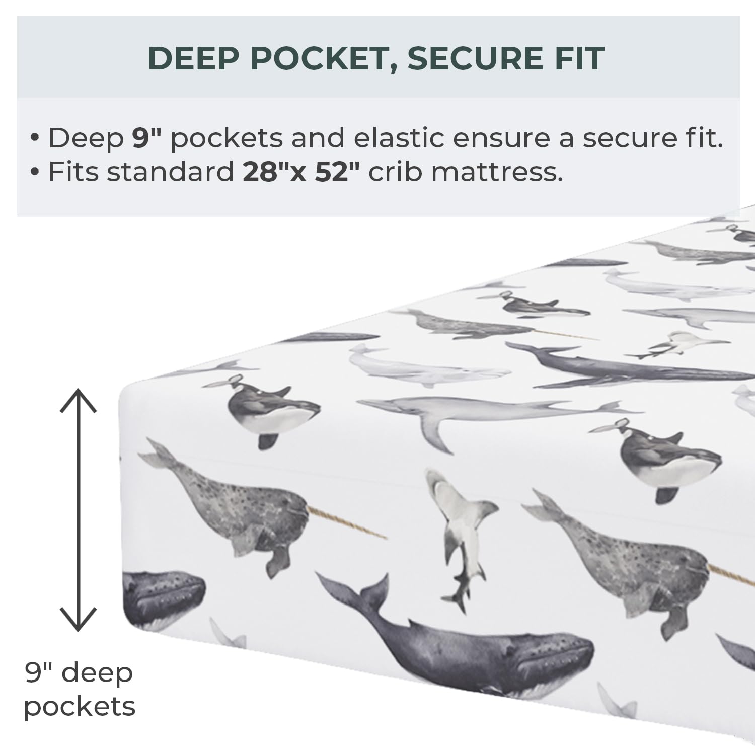 Pobibaby 2 Pack Ocean Crib Sheets for Baby Boy