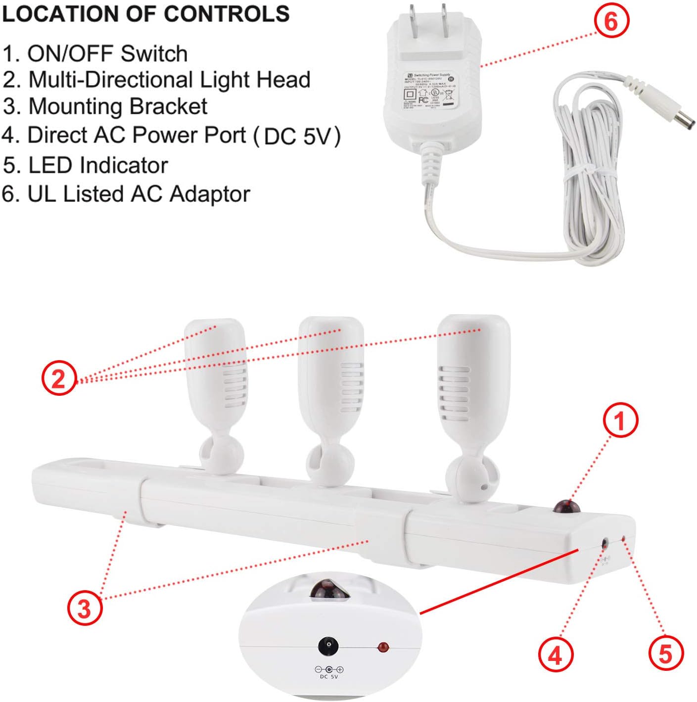 HONWELL Track Light with 3 Rotatable LED Heads