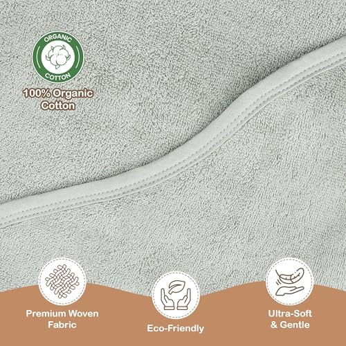 Infancie Organic Cotton Hooded Baby Towels 314 x 314 Moss Green