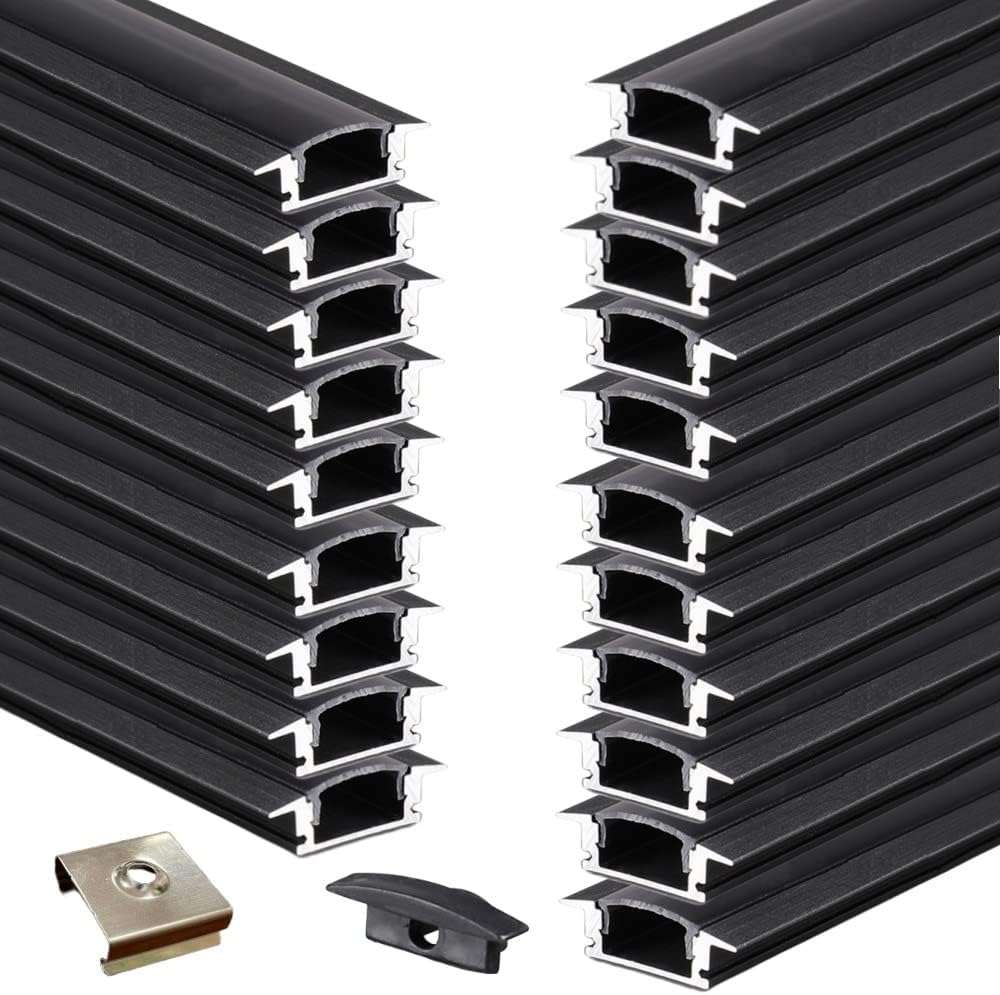20-Pack Matte Black LED Strip Diffuser with Aluminum Channel