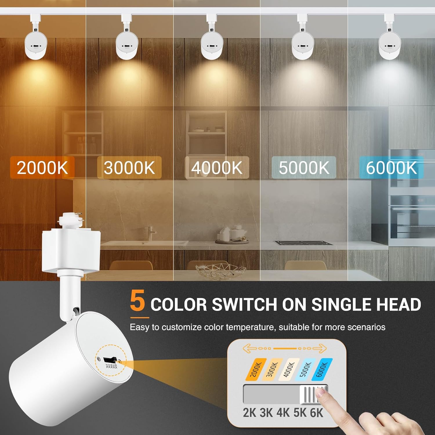VANoopee 5-Color Dimmable LED Track Light Heads