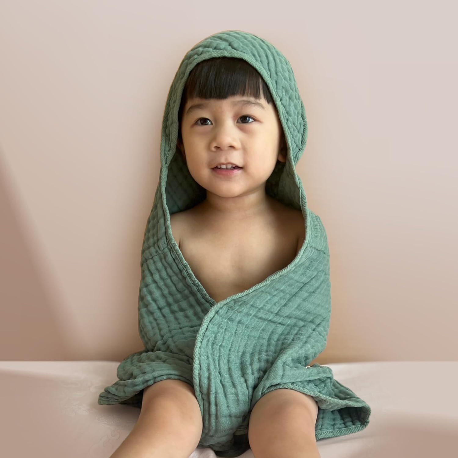 LAnge Muslin Hooded Baby Towel - 6 Layers 100 Cotton 315x315 in 1