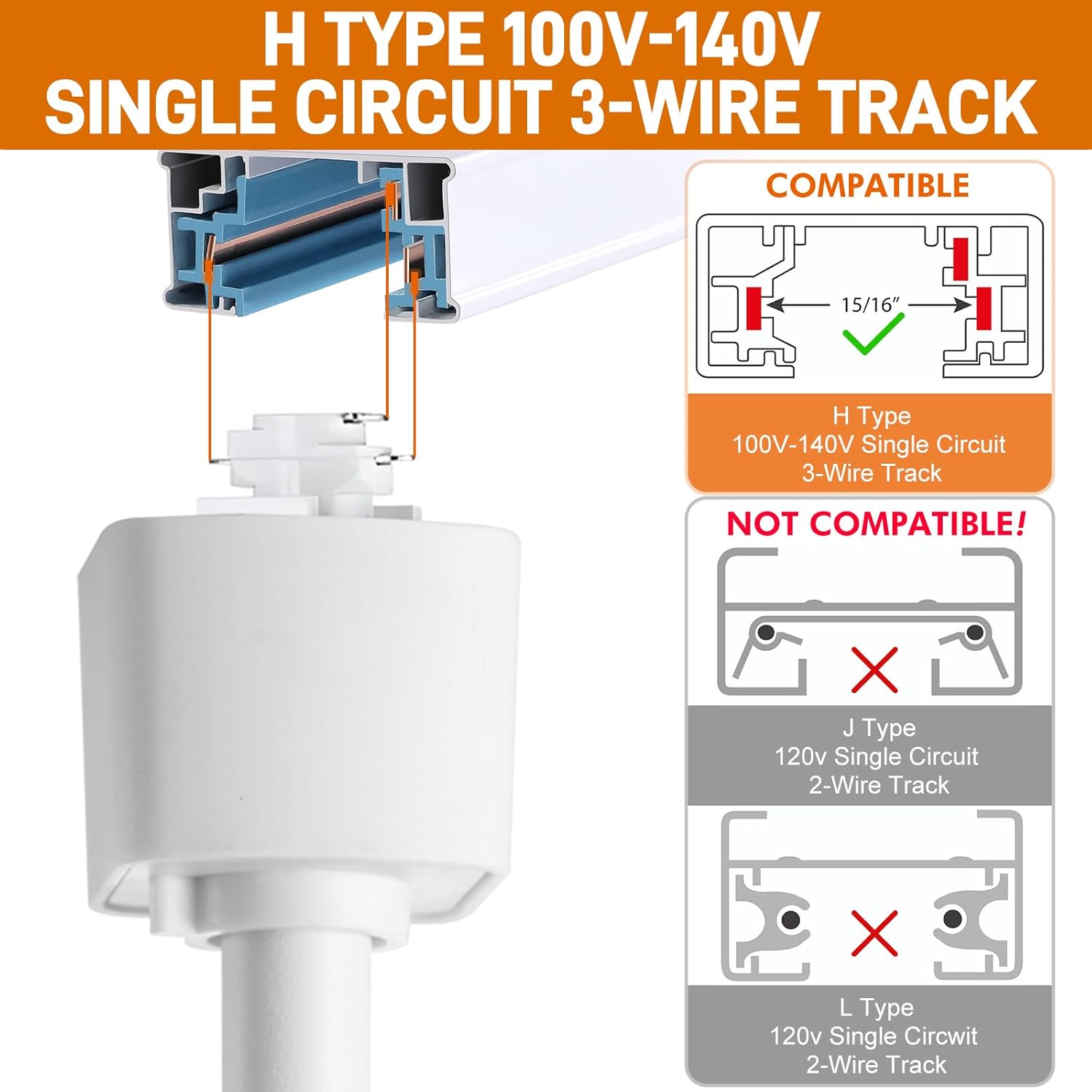AIBISOD 10W Dimmable H Track Light Heads 4 Pack Warm White