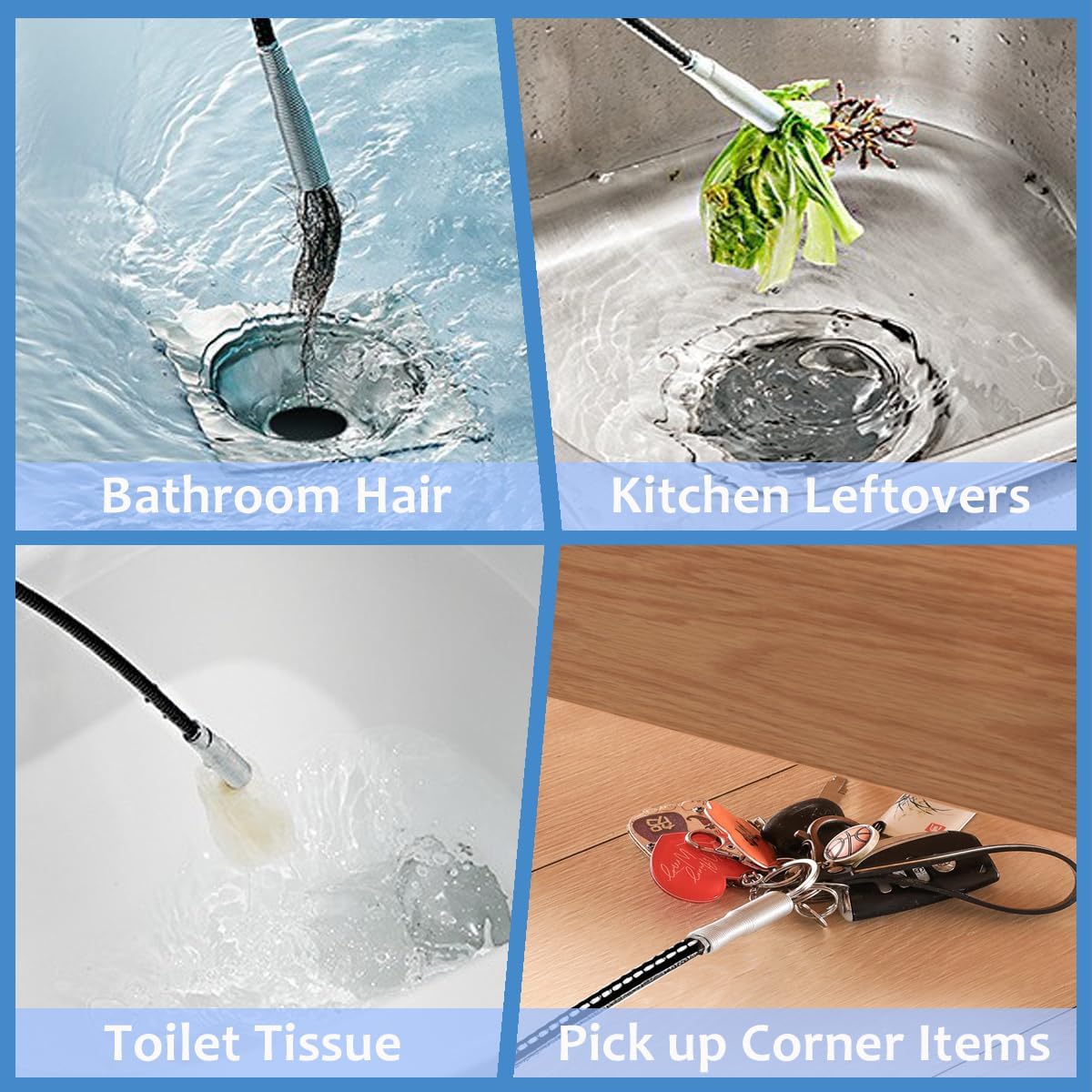 ANLEBUY Drain Snake Hair Clog Remover 120 Inch Flex Tool