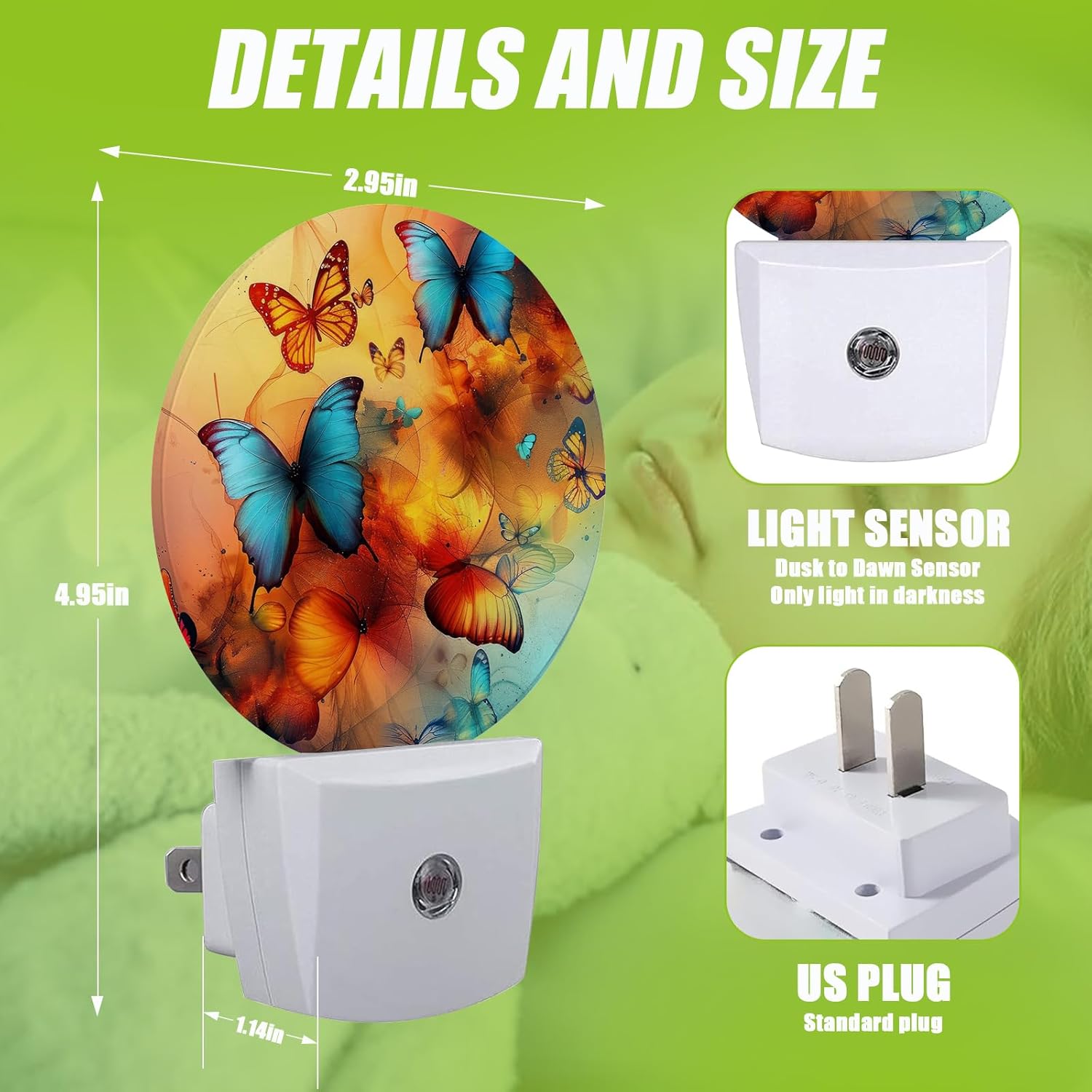 Cosharkly Colorful Butterfly Wall Night Light