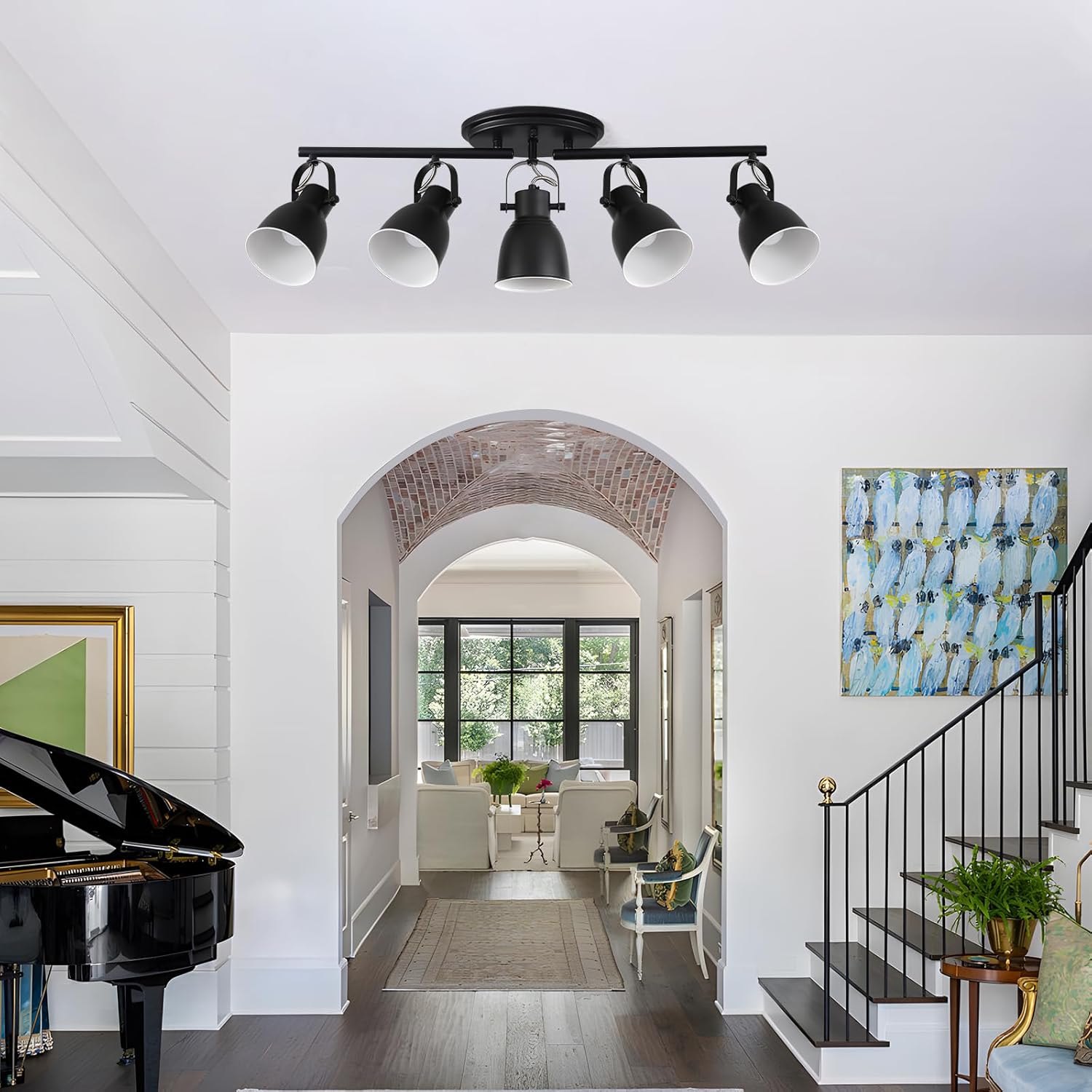 KEESFU 5 Light Track Lighting Fixtures Ceiling Black Modern