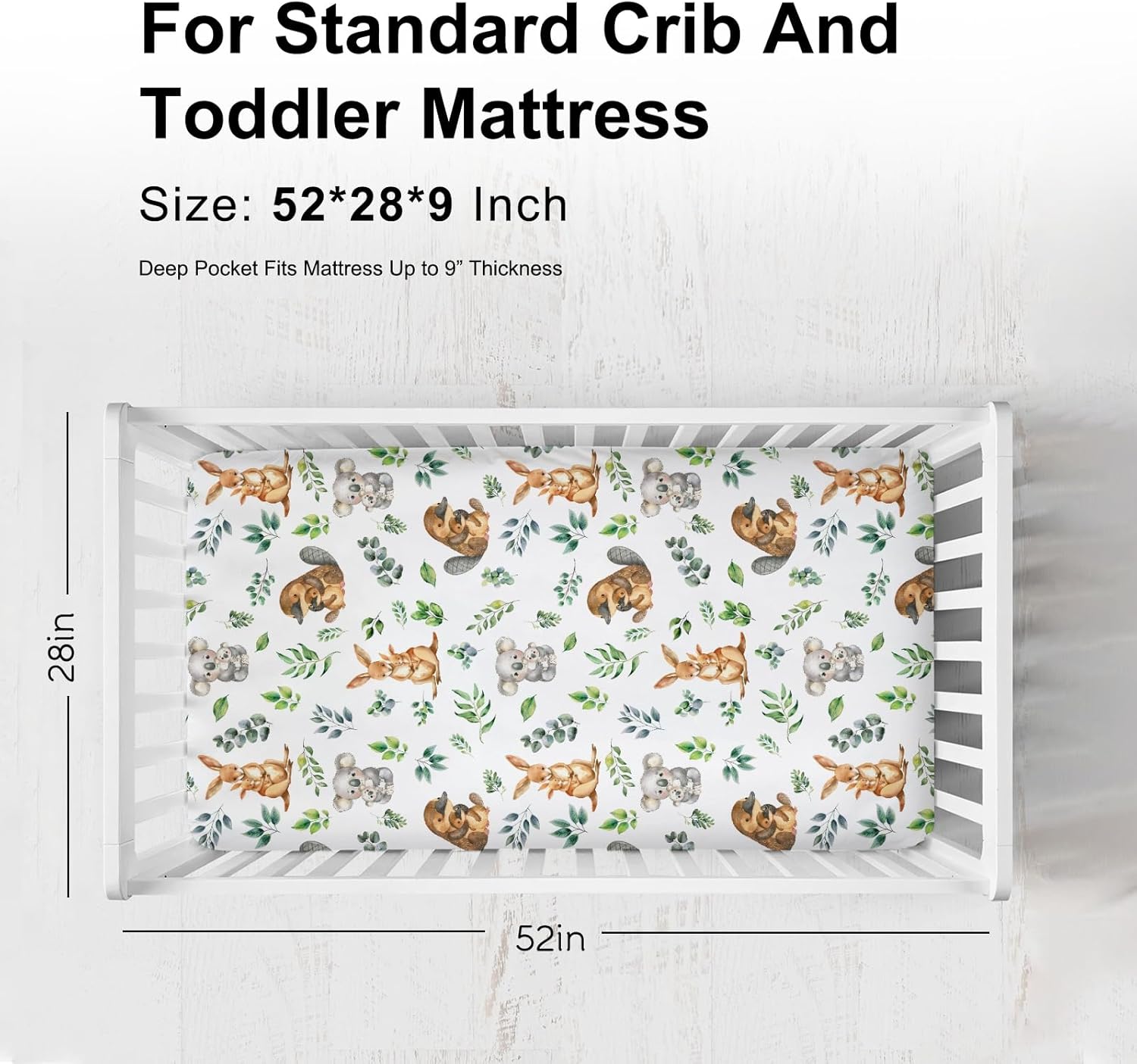 KASTLEE Baby Crib Sheets with Koala and Kangaroo Design