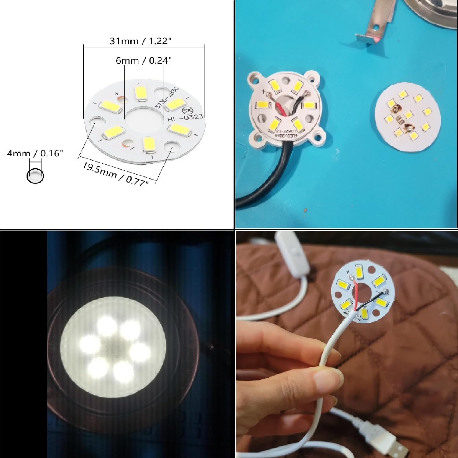 Othmro 15Pcs LED Chip Bulb 3W 9-11V Warm White 6500K 120lm