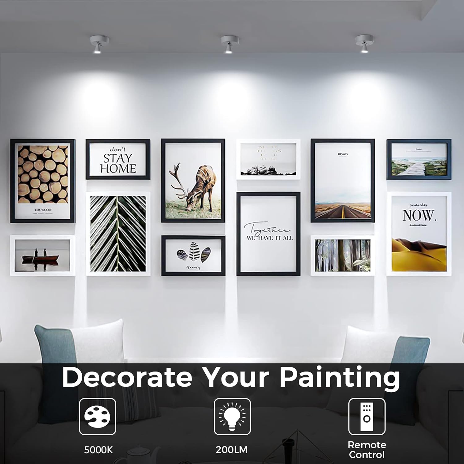 Olafus 4 Pack Wireless Spotlight for Artwork Display