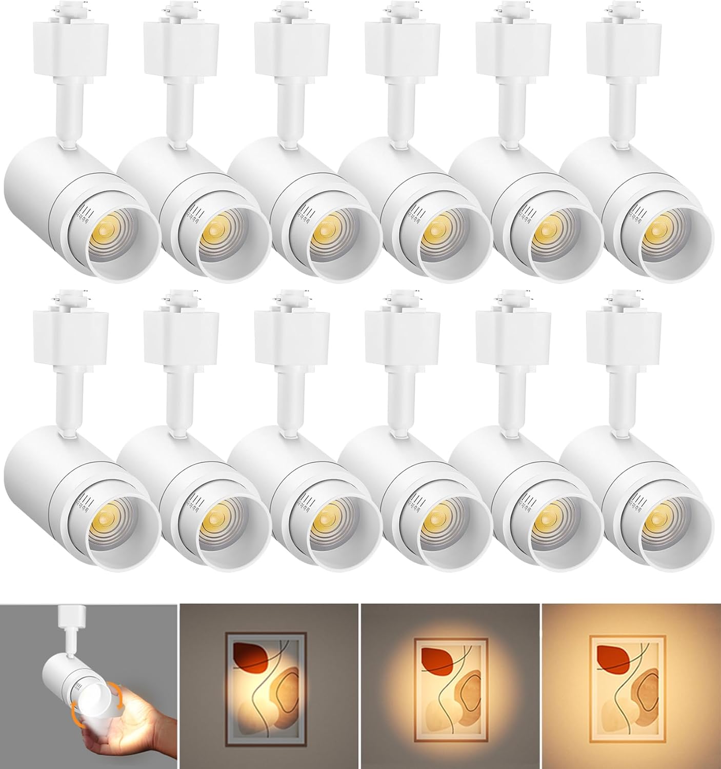 TuyuBEE 12W Dimmable LED Track Light Heads - 12 Pack White 3000K