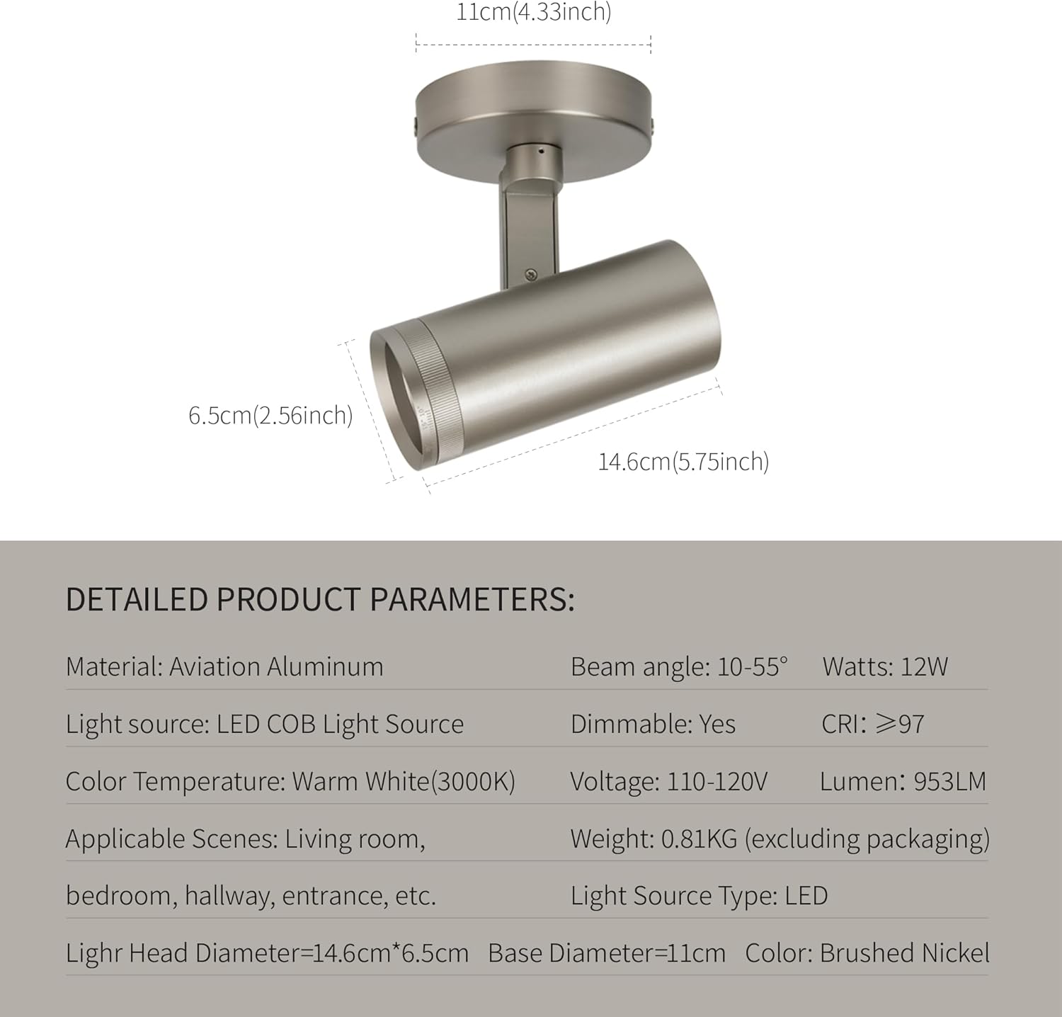 Lovuphoria Zoomable Dimmable Spotlights 12W LED Ceiling Light